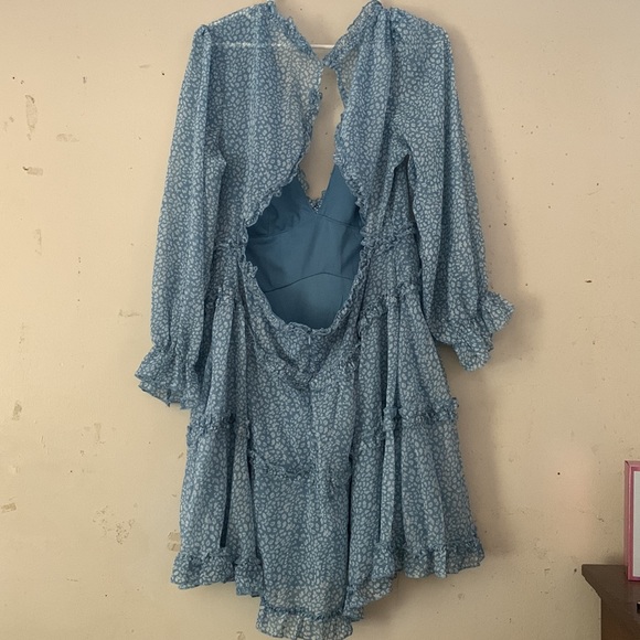 Casual Spring Summer Ruffle Detailing Open Back Floral Short Dress Sundress - Picture 2 of 2